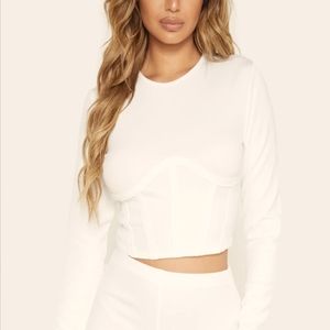 White Crepe Structured Underbust Crop Top